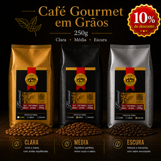 Café Gourmet Torrado Em Grãos 100% Arábica 250g