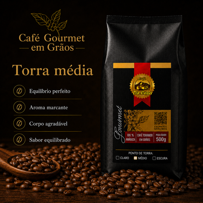 Café Gourmet Torrado Em Grãos 100% Arábica 500g