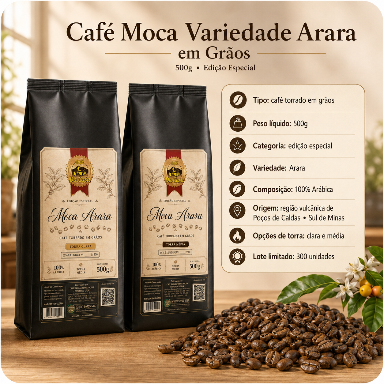 Café Especial Moca Arara 500g - Torrado em Grão
