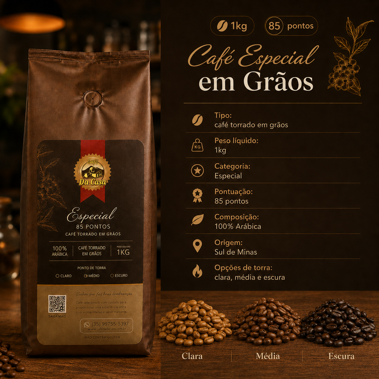 Café Especial 85Pts 1Kg- Torrado em Grão