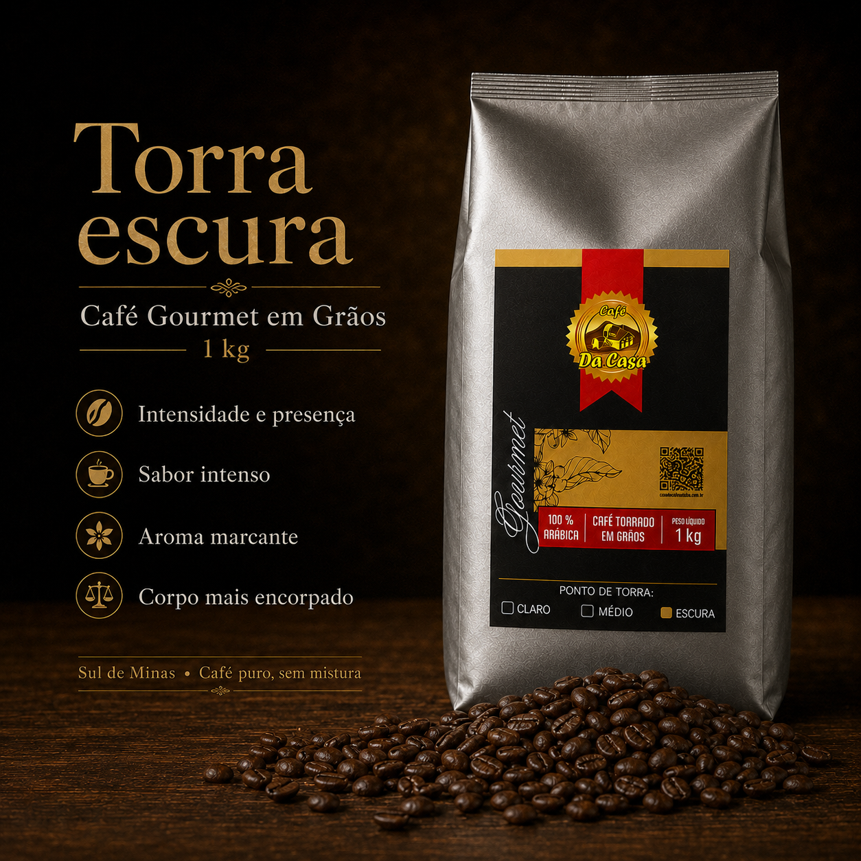 Café Gourmet Torrado Em Grãos 100% Arábica 1kg