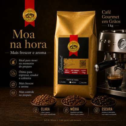 Café Gourmet Torrado Em Grãos 100% Arábica 1kg